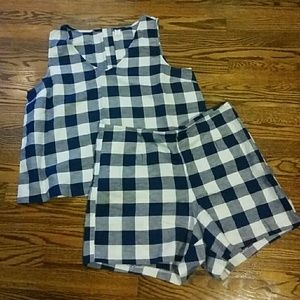 Old Navy Gingham Shorts 14 XL Blue Set